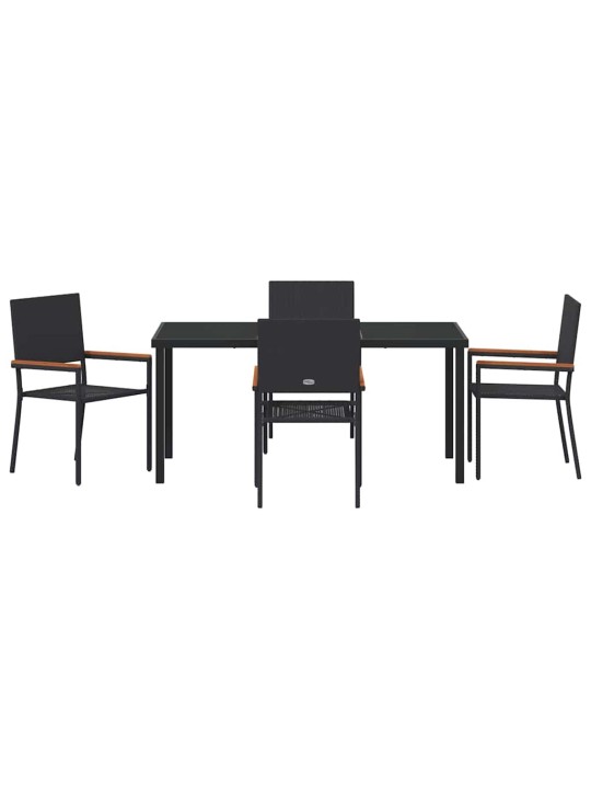 Dārza ēdamgalds 5 pcs melna poliūtu rotangpalma