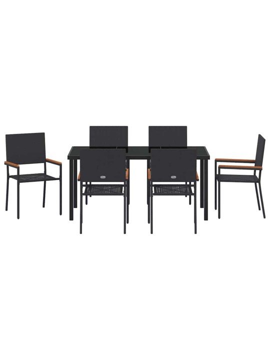 Dārza ēdamgalds 7 pcs melna poliūtu rotangpalma