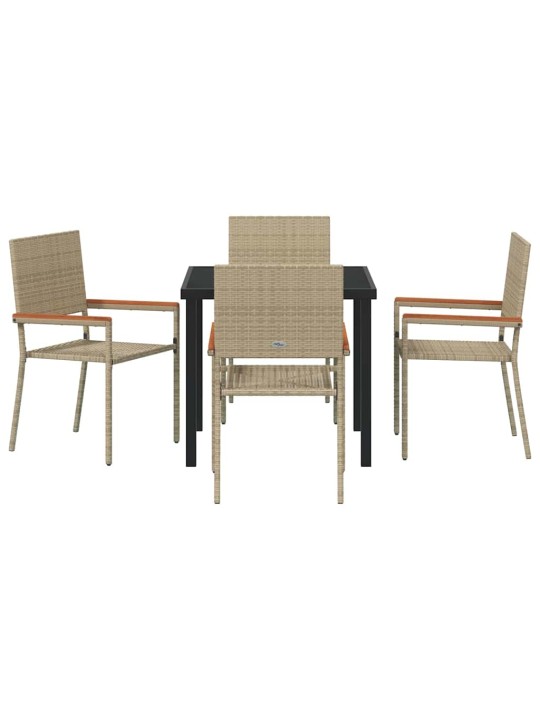 Dārza ēdamgalds 5 pcs bēša poliūtu rotangpalma