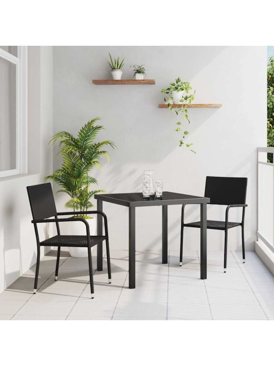Dārza ēdamgalds 3 pcs melna poliūtu rotangpalma