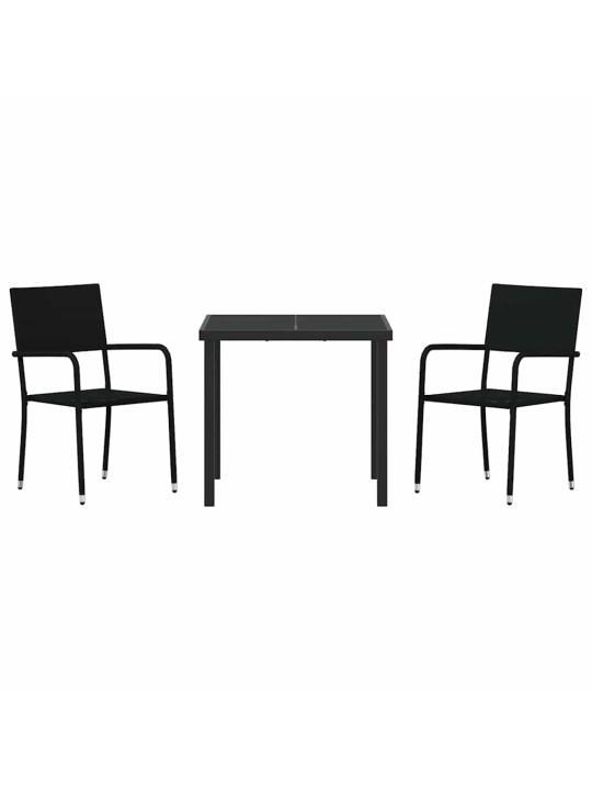 Dārza ēdamgalds 3 pcs melna poliūtu rotangpalma