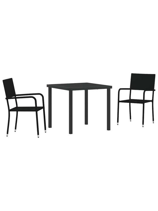 Dārza ēdamgalds 3 pcs melna poliūtu rotangpalma