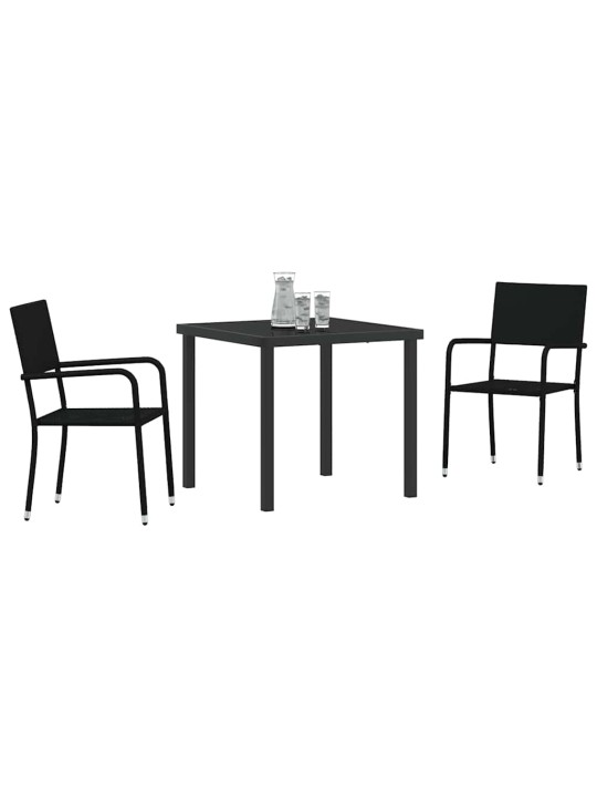 Dārza ēdamgalds 3 pcs melna poliūtu rotangpalma