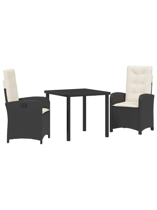 Dārza ēdamgalds 3 pcs melna poliratāns