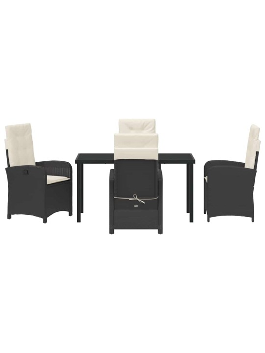 Dārza ēdamgalds 5 pcs melna poliratāns