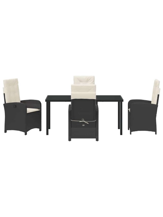 Dārza ēdamgalds 5 pcs melna poliratāns