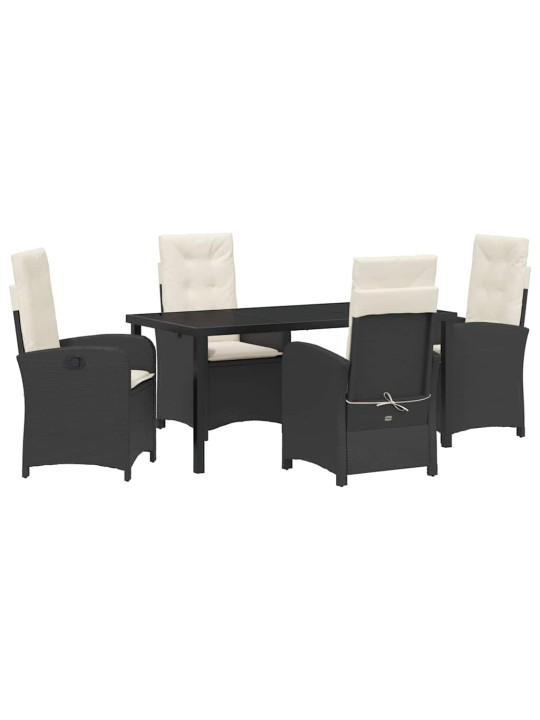 Dārza ēdamgalds 5 pcs melna poliratāns