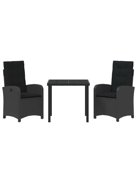 Dārza ēdamgalds 3 pcs melna poliratāns