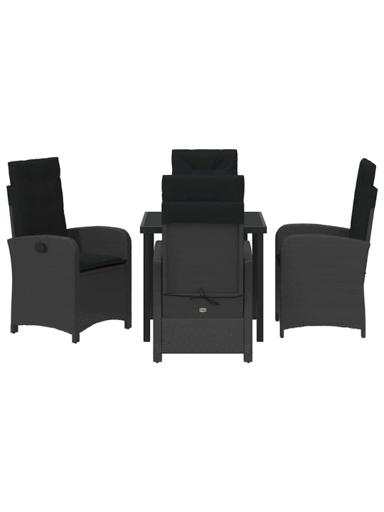 Dārza ēdamgalds 5 pcs melna poliratāns