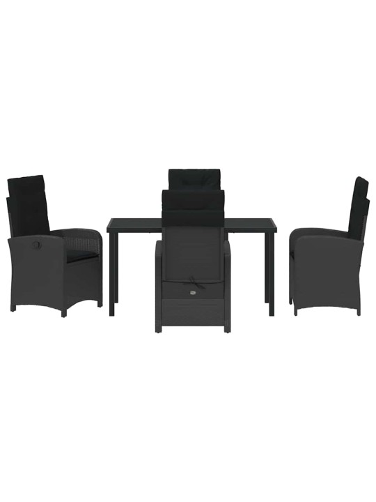 Dārza ēdamgalds 5 pcs melna poliratāns