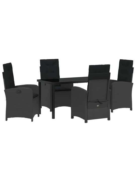 Dārza ēdamgalds 5 pcs melna poliratāns
