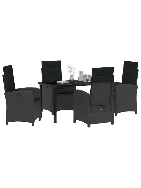 Dārza ēdamgalds 5 pcs melna poliratāns