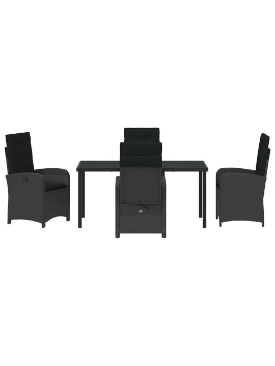 Dārza ēdamgalds 5 pcs melna poliratāns