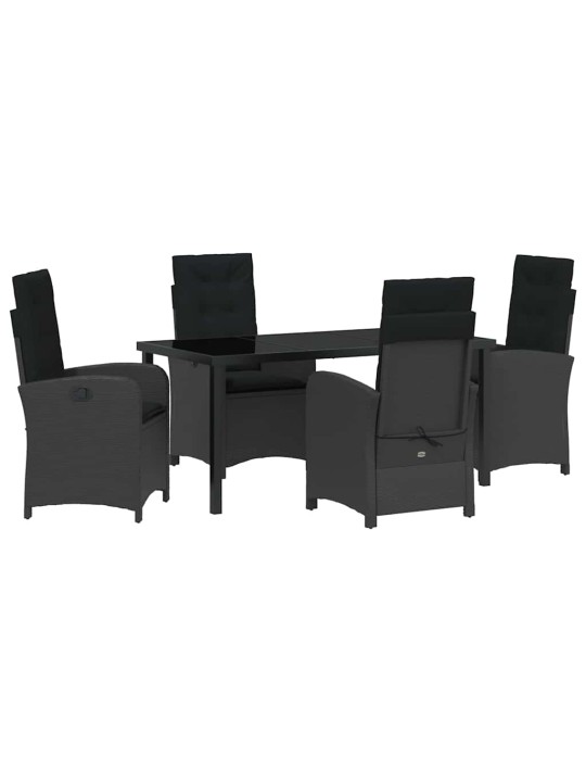 Dārza ēdamgalds 5 pcs melna poliratāns