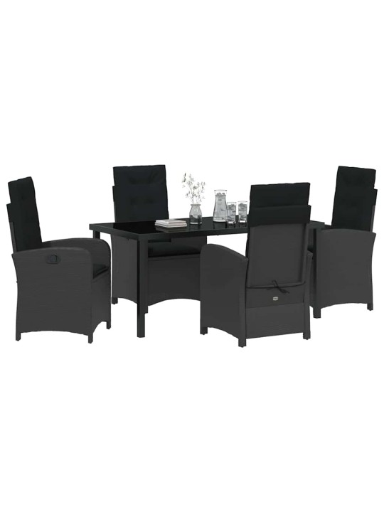 Dārza ēdamgalds 5 pcs melna poliratāns