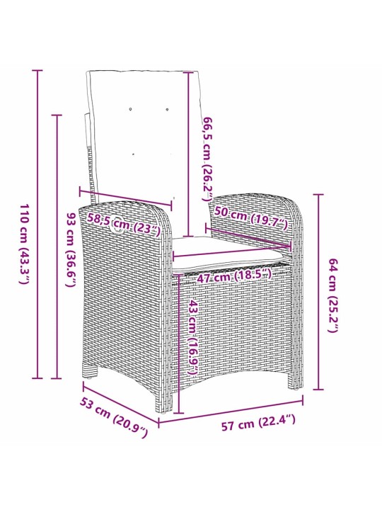 Dārza ēdamgalds 3 pcs brūna poliratāns