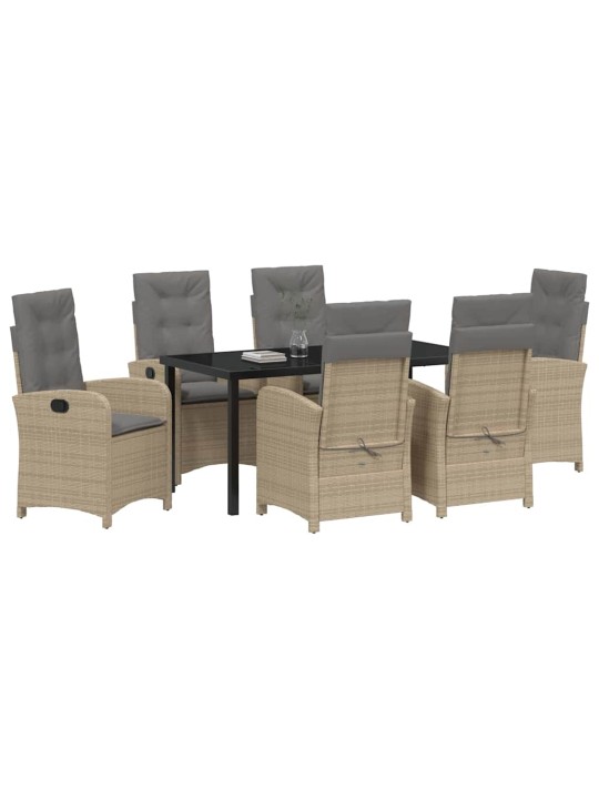 Dārza ēdamgalds 7 pcs bēša poliratāns