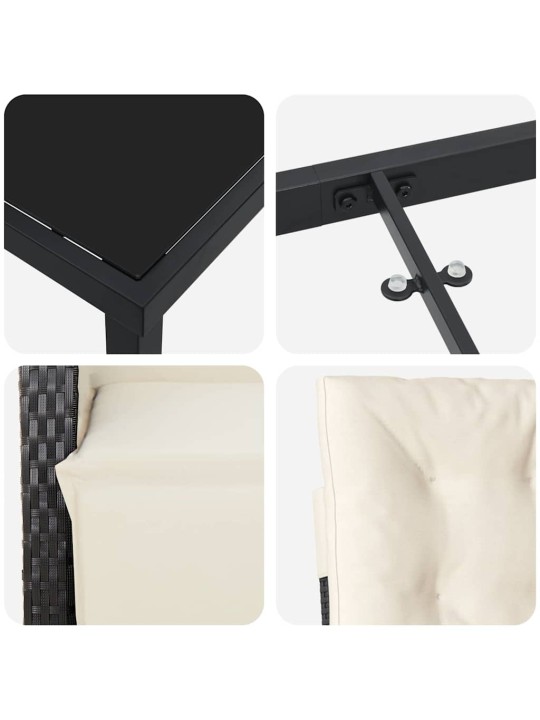 Dārza ēdamgalds 3 pcs melna poliratāns
