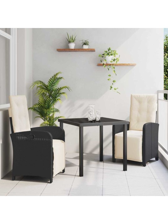 Dārza ēdamgalds 3 pcs melna poliratāns