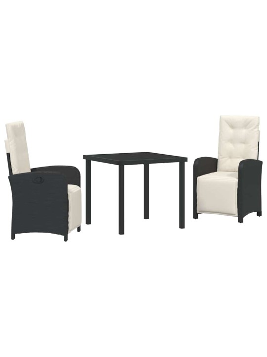 Dārza ēdamgalds 3 pcs melna poliratāns