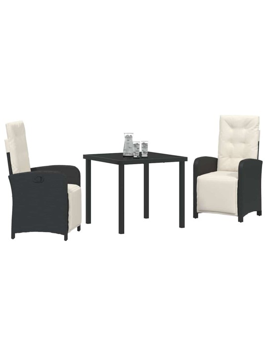 Dārza ēdamgalds 3 pcs melna poliratāns