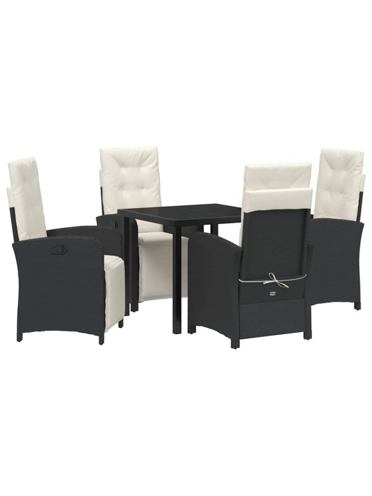 Dārza ēdamgalds 5 pcs melna poliratāns