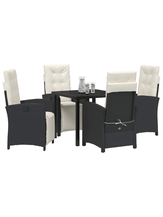 Dārza ēdamgalds 5 pcs melna poliratāns