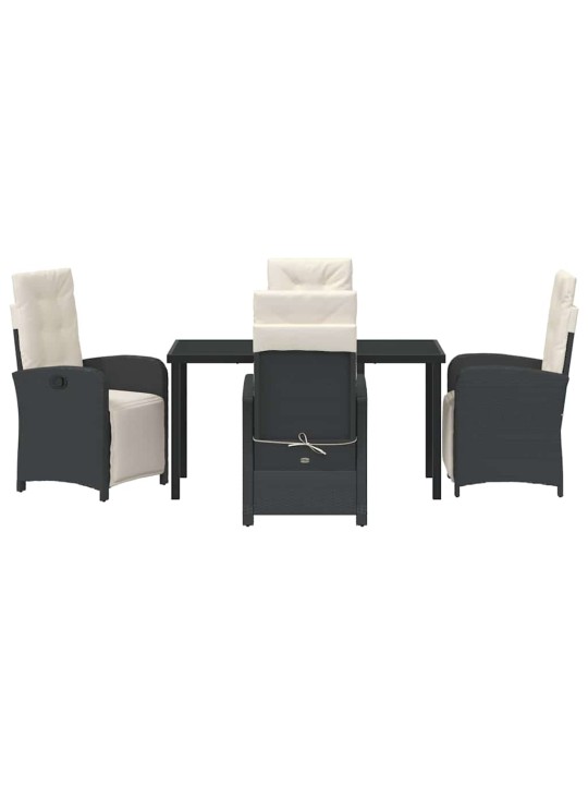 Dārza ēdamgalds 5 pcs melna poliratāns