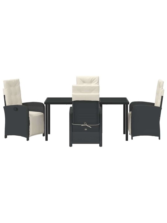 Dārza ēdamgalds 5 pcs melna poliratāns