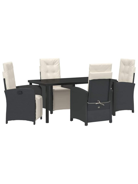 Dārza ēdamgalds 5 pcs melna poliratāns