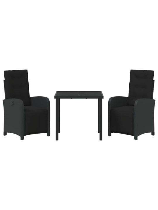 Dārza ēdamgalds 3 pcs melna poliratāns