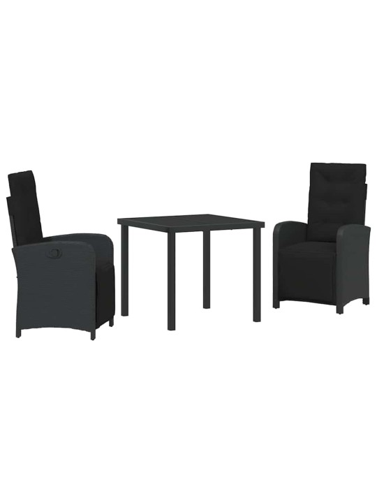 Dārza ēdamgalds 3 pcs melna poliratāns