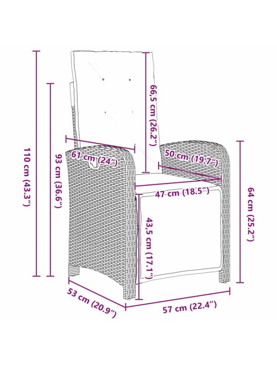 Dārza ēdamgalds 3 pcs melna poliratāns