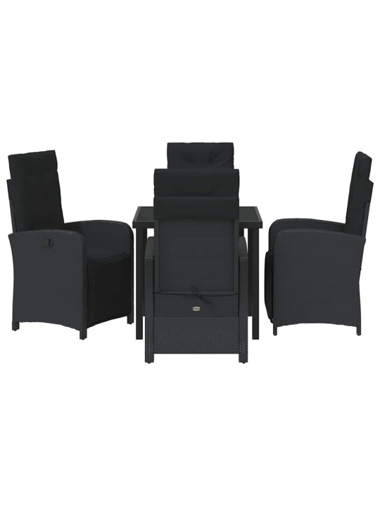 Dārza ēdamgalds 5 pcs melna poliratāns