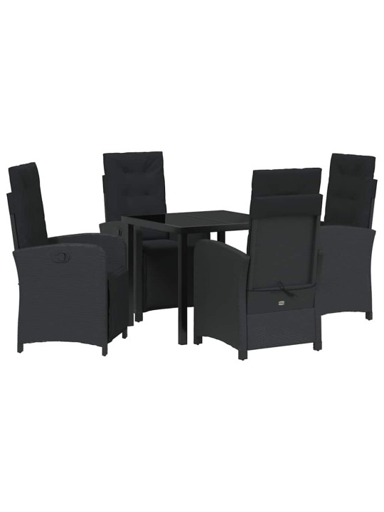 Dārza ēdamgalds 5 pcs melna poliratāns