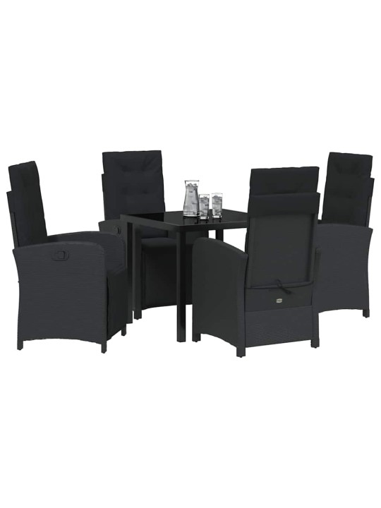 Dārza ēdamgalds 5 pcs melna poliratāns