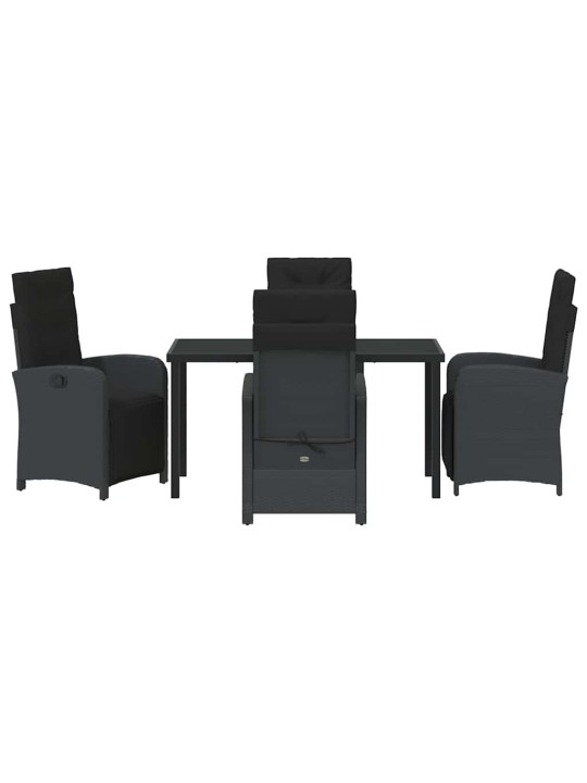 Dārza ēdamgalds 5 pcs melna poliratāns