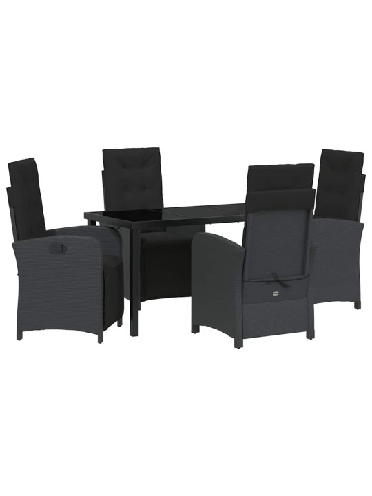 Dārza ēdamgalds 5 pcs melna poliratāns