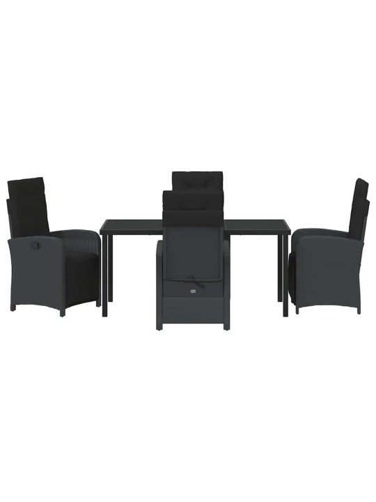 Dārza ēdamgalds 5 pcs melna poliratāns