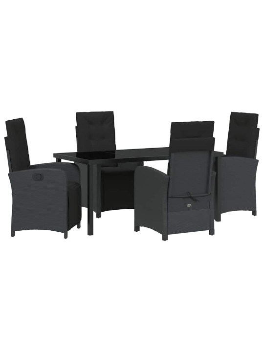 Dārza ēdamgalds 5 pcs melna poliratāns