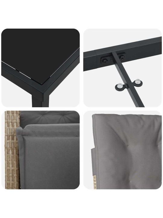 Dārza ēdamgalds 7 pcs bēša poliratāns