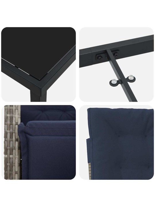 Dārza ēdamgalds 5 pcs pelēka poliratāns
