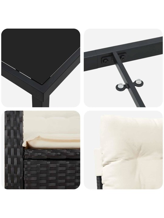 Dārza ēdamgalds 3 pcs melna poliratāns