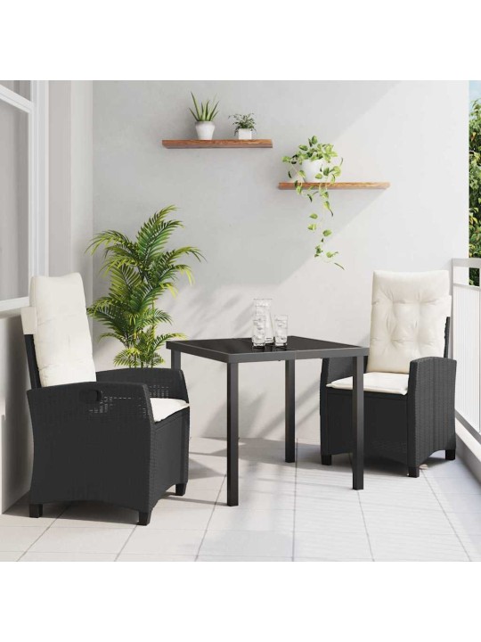Dārza ēdamgalds 3 pcs melna poliratāns