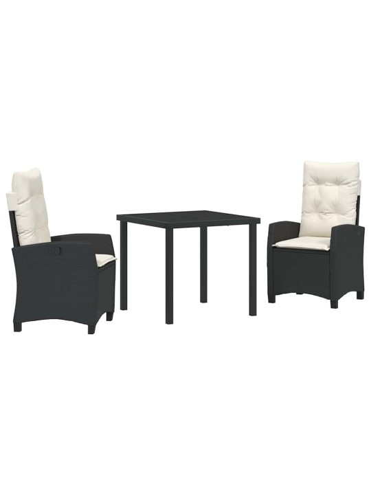 Dārza ēdamgalds 3 pcs melna poliratāns
