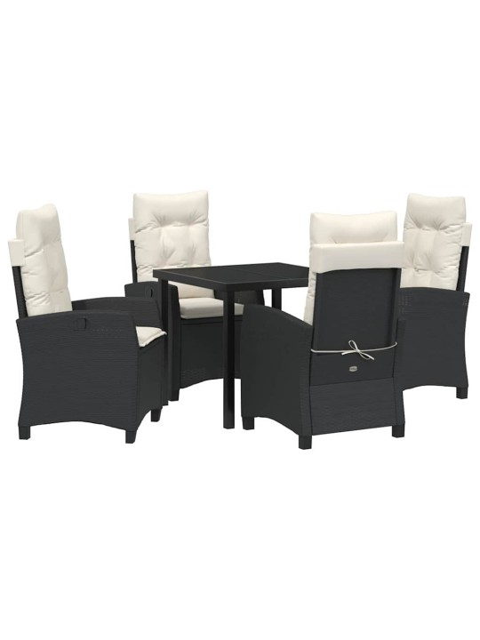 Dārza ēdamgalds 5 pcs melna poliratāns