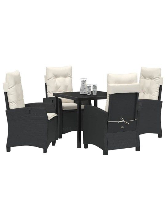Dārza ēdamgalds 5 pcs melna poliratāns