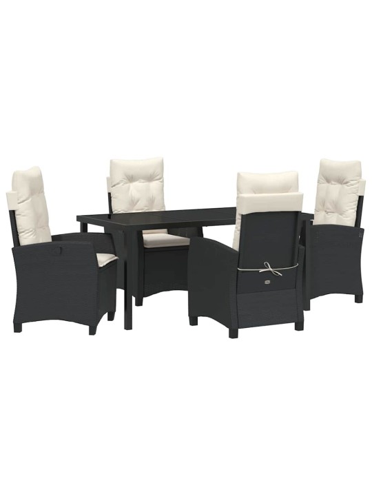 Dārza ēdamgalds 5 pcs melna poliratāns