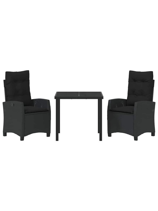 Dārza ēdamgalds 3 pcs melna poliratāns