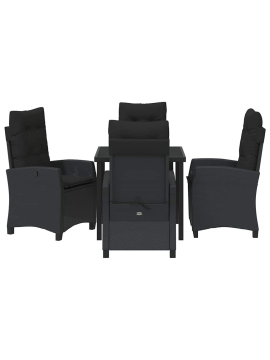 Dārza ēdamgalds 5 pcs melna poliratāns